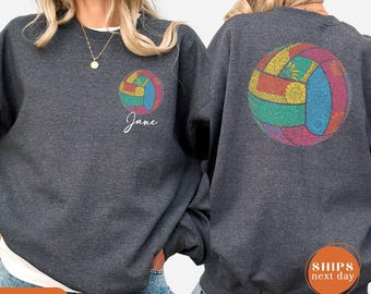 Custom Floral Volleyball Sweatshirt, Game Day Team Hoodie, Volleyball Player Coach Pullover