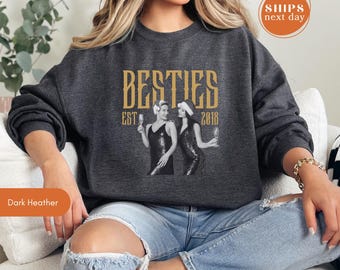 Personalized Bestie Sweatshirt, Custom Photo Best Friend Pullover, Aesthetic BFF Birthday Gift Hoodie