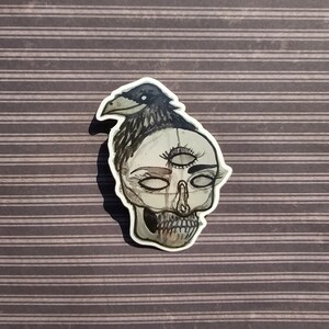 Raven Skull Vinyl Sticker