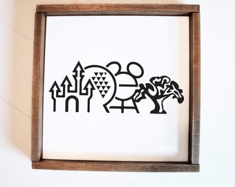 Disney World Parks, Disney Inspired, Farmhouse, Rustic, 10x10 Bedroom Home Decor, HAND PAINTED