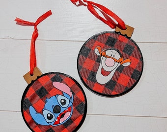 Character Ornaments | Christmas | Buffalo Plaid | Cartoon | Hand painted
