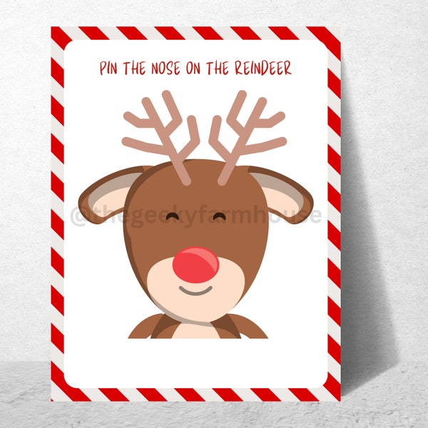 Pin The Nose On The Reindeer | Elf Games | Printable | Digital Download | Elf On The Shelf | December | Christmas