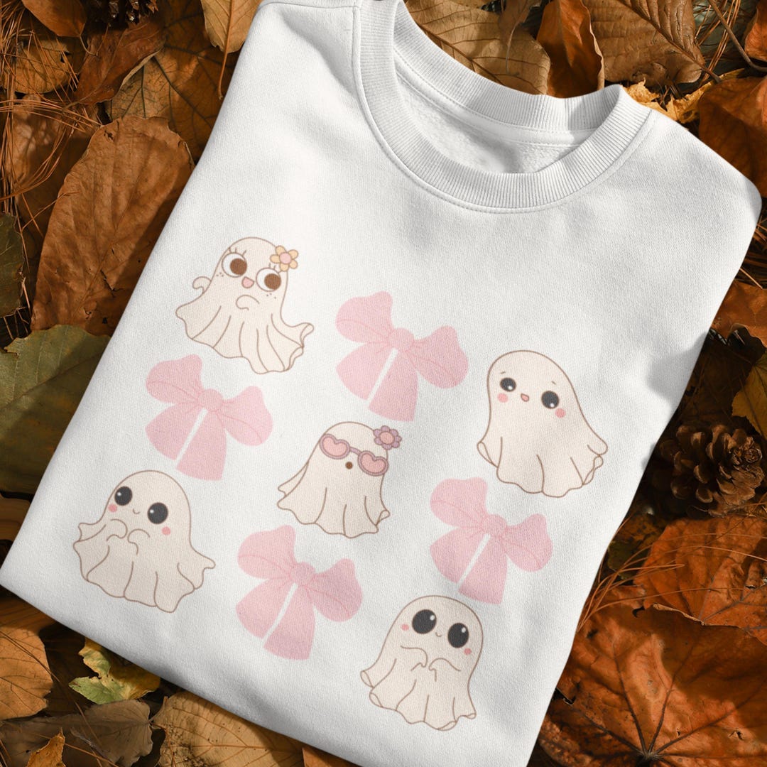 Halloween Cute Ghost Png, Coquette Bow Halloween Png, Halloween Png ...