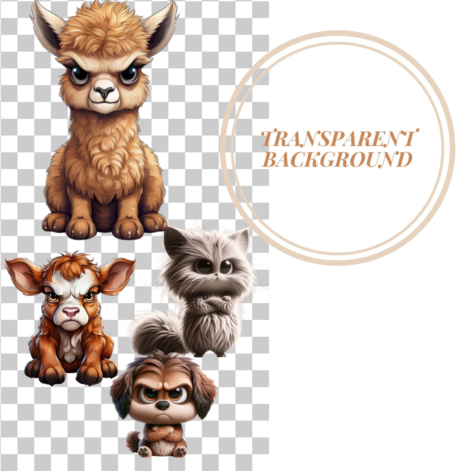 Funny Grumpy Animals Collection Clipart, 100+ PNG Funny Grumpy Safari ...