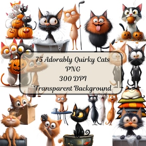 Quirky Cat clipart PNG Whimsical Cats Kitten Sublimation clip art cute animals Whimsy graphics Funny elongated illustrations Cat lover gift