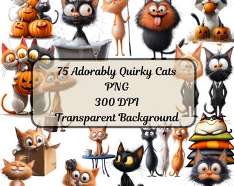 Quirky Cat clipart PNG Whimsical Cats Kitten Sublimation clip art cute animals Whimsy graphics Funny elongated illustrations Cat lover gift