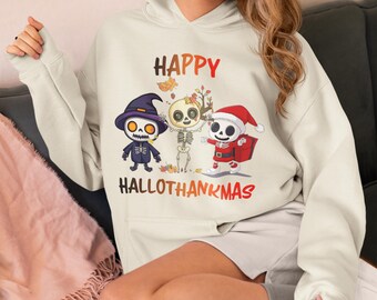 Happy Hallothanksmas Png, Halloween Png, Thanksgiving Png, Christmas Png, Hallothanksmas Png, Skeletons Png, Trendy Christmas Png