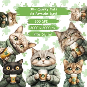Quirky Cat clipart PNG Whimsical Cats puppy Sublimation clip art cute animals Whimsy graphics Funny adorable illustrations Cat lover gift