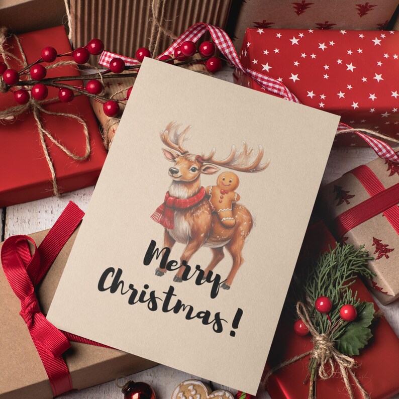 20 Cute Reindeer PNG Clipart Set, Christmas Deer, Watercolor Santa ...