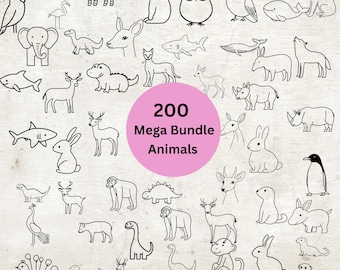 202 animal svg bundle cut file wild Animal cute animal,flower,leave,wildflower,clipart,wedding ,svg dxf,png cricut