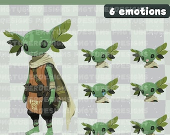Leafy Boy PNGTuber - Anime, Chibi, Premade Twitch Stream Asset, PNGTuber Model, Vtuber, Veadomini, Veadotube, 6 emotions, ready to use