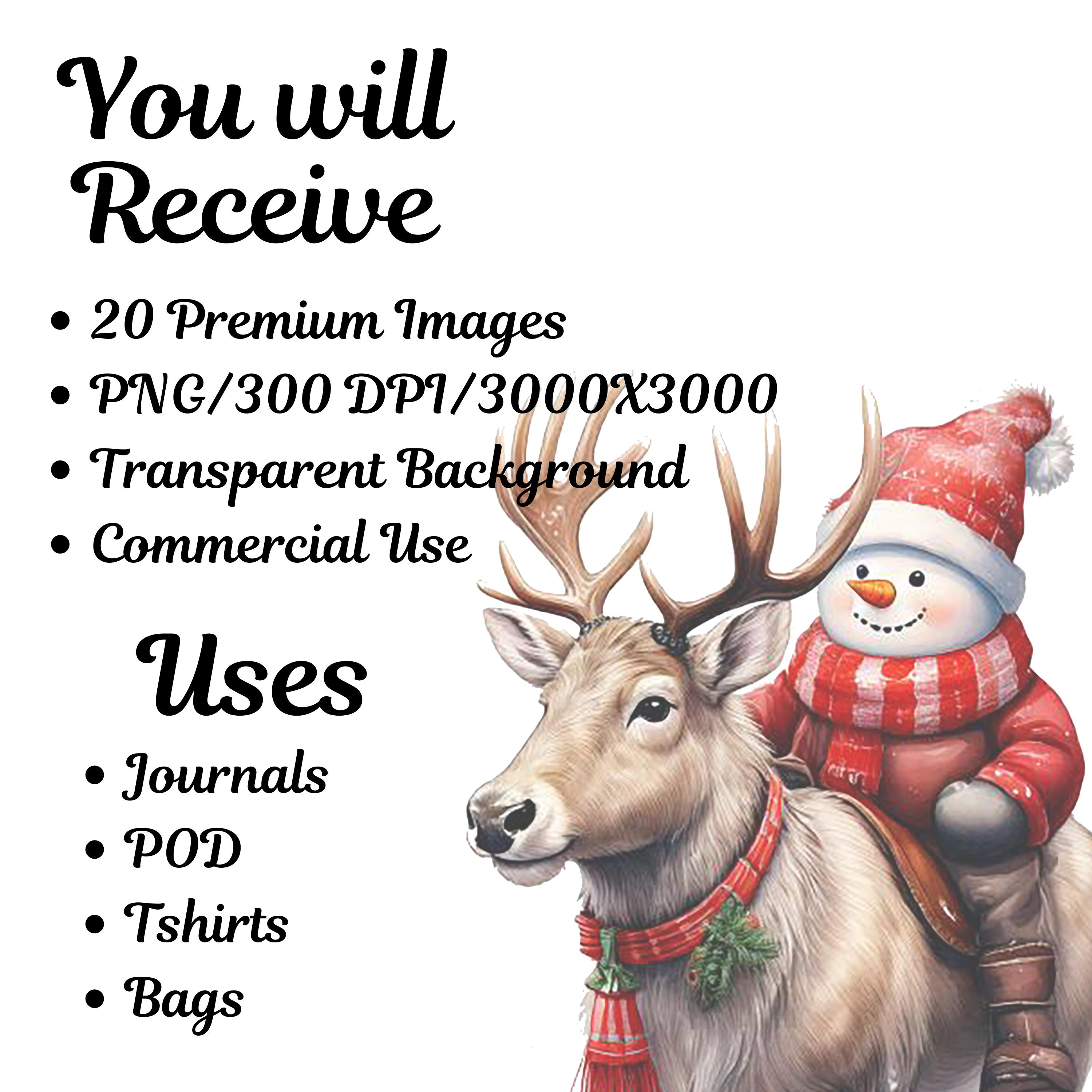 20 Cute Reindeer PNG Clipart Set, Christmas Deer, Watercolor Santa ...