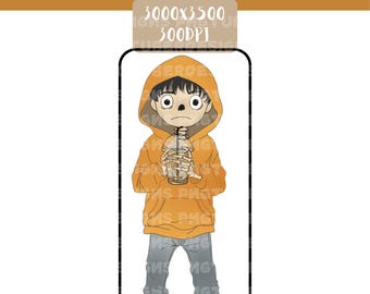 Skeleton Boy PNGTuber - Anime, Chibi, Premade Twitch Stream Asset, PNGTuber Model, Vtuber, Veadomini, Veadotube, 6 emotions, ready to use