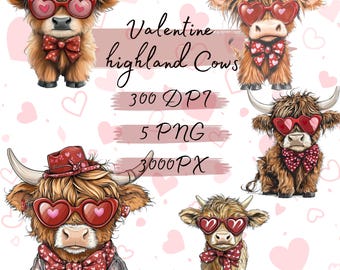 Vache Highland png, Coquette de la Saint-Valentin Png, Saint-Valentin, Saint-Valentin rétro Png, Saint-Valentin coeur Png, Amour Png, Sublimation Designs