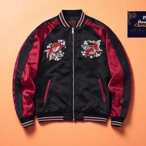 Autumn Dragon Sukajan Bomber Jacket | Japanese Style Streetwear | Minimalist Vegan Fashion | Harajuku Baseball Uniform | Father&#39;s Day Gift