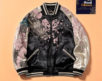 Vintage 1990's Japanese Classics Script Skull Sukajan Reversible