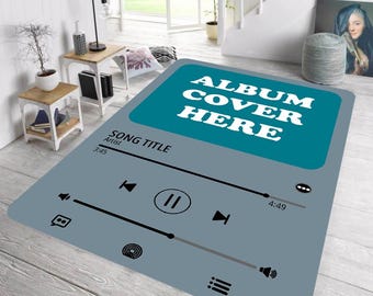 Aanpasbaar vloerkleed muziekapp: gepersonaliseerde albumhoes bedrukt