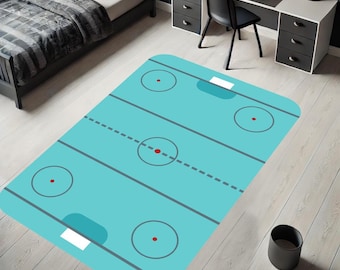 Custom Ice Hockey Rink Area Rug: Washable Team Logo Rug
