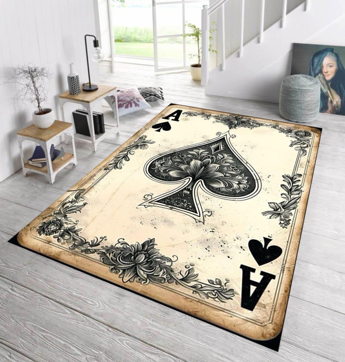 Ace of Spades Rug: Vintage Casino Style Poker Room Decor - Etsy