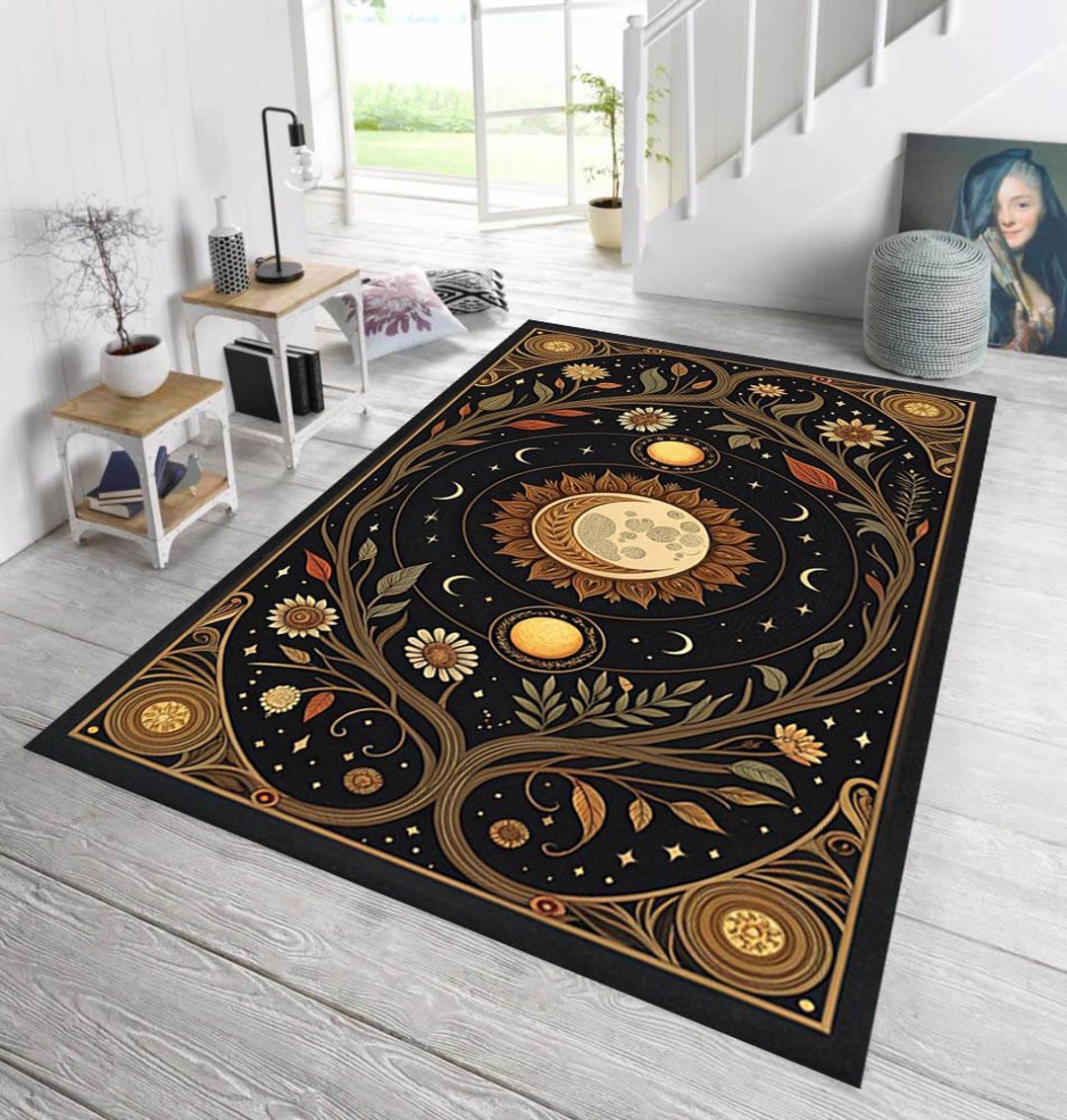 Astrological Rug Celestial Sun Moon Rug: Boho Astrology Decor - Etsy