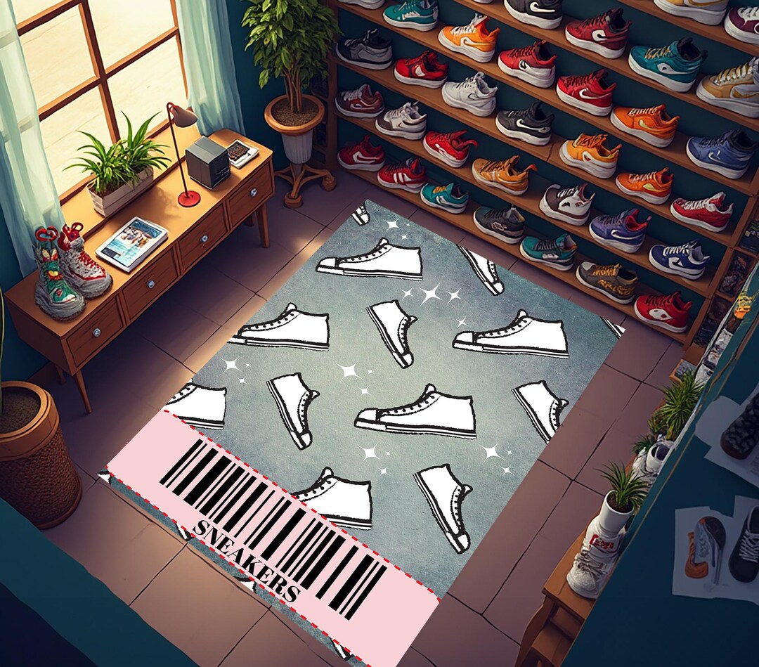 Sneakers Decor,retro Decor,sneakers Collector Rug,personalizable Rug ...