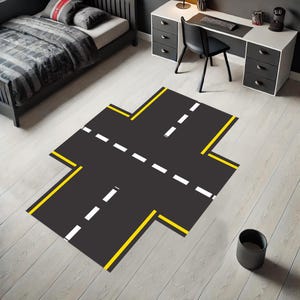 Straatkleed, straatkleed, autowegtapijt, autospeelkleed, autospeelkleed, speelgoedautomat, tapijt met wegenkaart, straatmat, trendy mat, tapijt jongenskamer, cadeau voor jongens