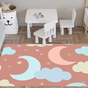 Teppich Wolke und Mond: Weiche, waschbare Kinderzimmer Dekoration