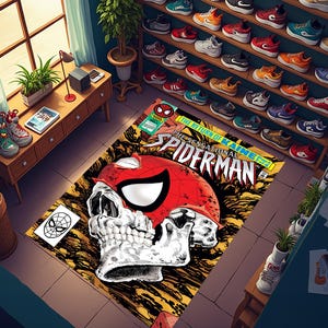 Spiderman Comic Art Rug: Modern Superhero Fan Gift