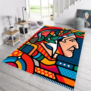 Tapis Dante Alighieri coloré : décoration de salon moderne