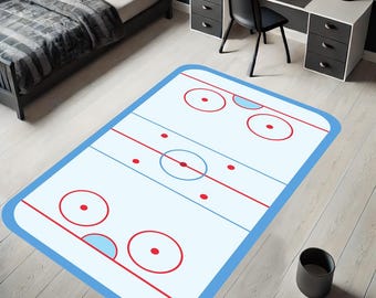 Ice Hockey Rink Area Rug: Custom Team Logo, Washable