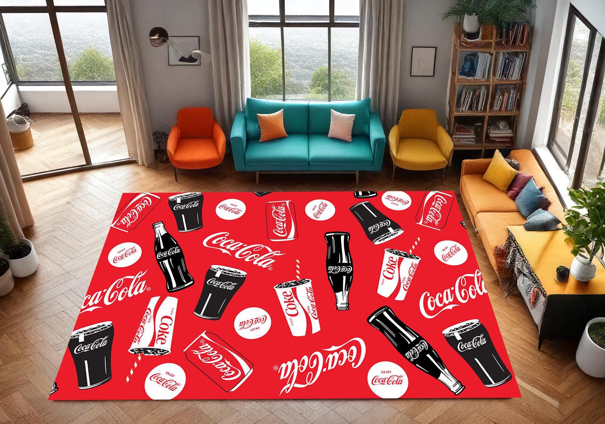 Coca Cola Red Area Rug: Collectible Home Decor - Etsy