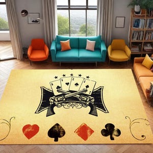 Cartes de poker, Cartes à jouer imprimées, Design minimaliste, Étoiles imprimées, Tapis beige, Tapis de maison, Décoration d'intérieur, Décoration d'intérieur, Cadeau moderne, Design