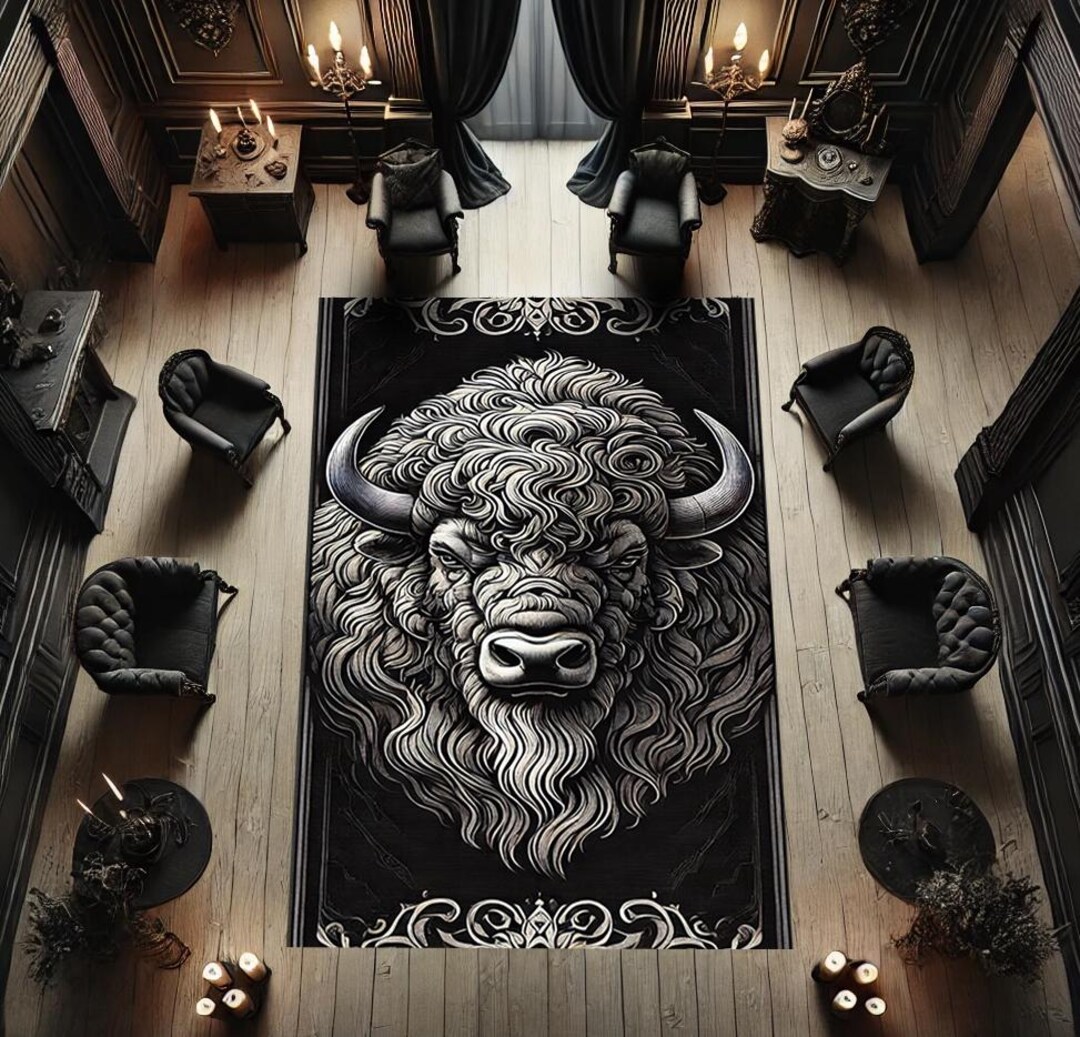 Fake Buffalo Rug 3D Printed Buffalo Rug, Gothic Horror Home Decor, Anti-slip - Etsy