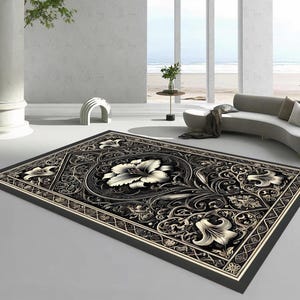Traditional Rug, Antique Rug, Motif Rug, Kilim Rug, Living Room Rug, Washable Rug, Lily Rug, Flowers Rug, Floral Decor, Modern Home Gift