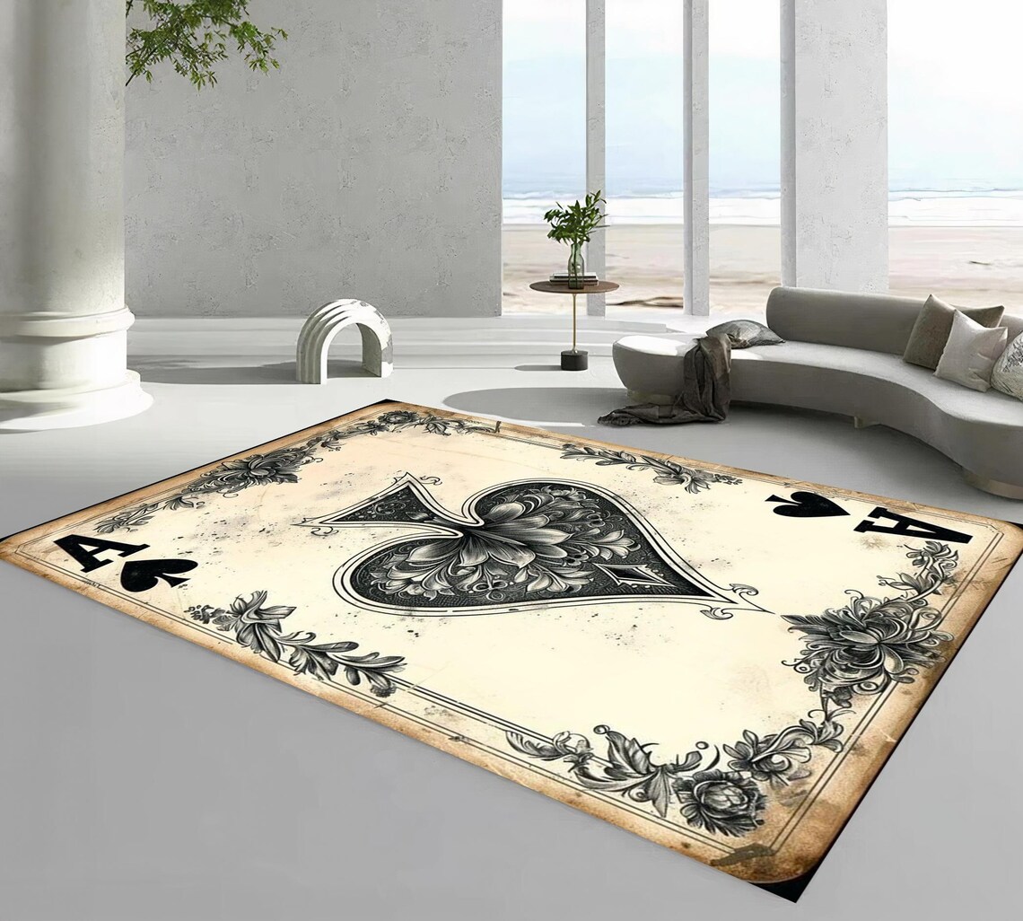 Ace of Spades Rug: Vintage Casino Style Poker Room Decor - Etsy