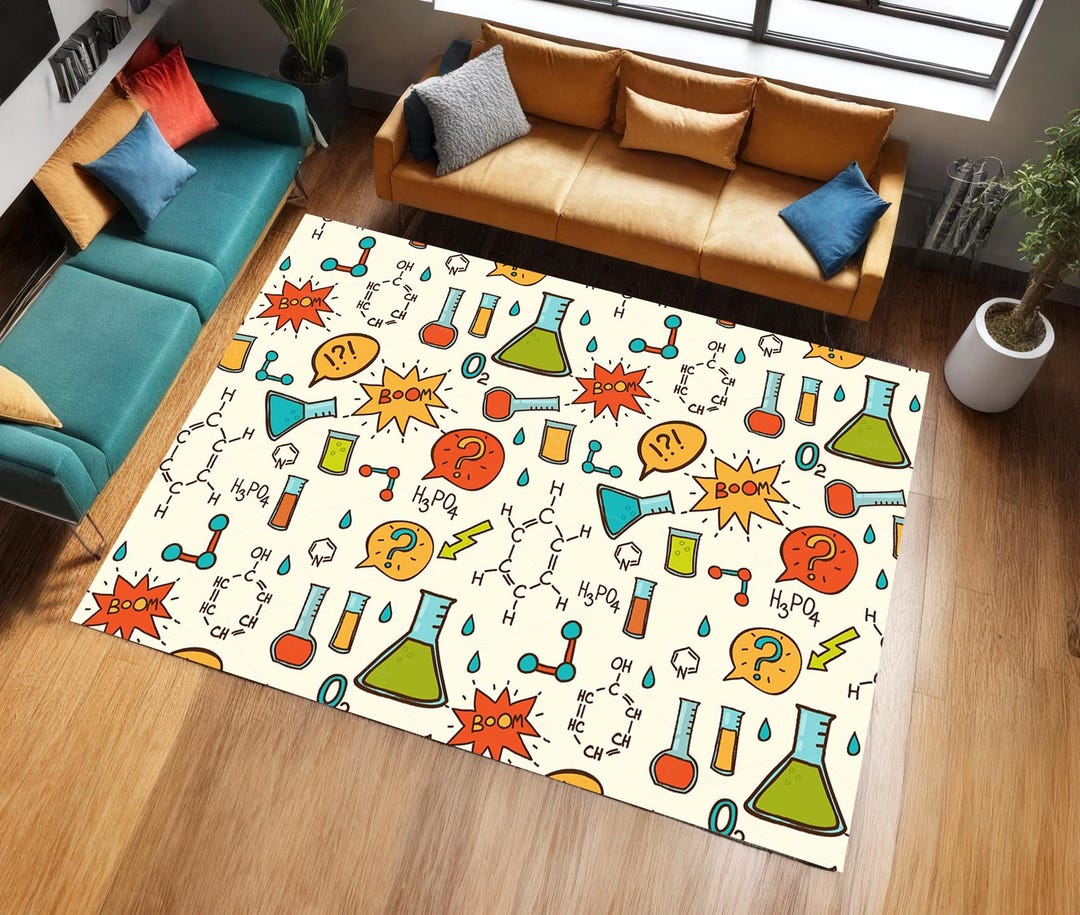 Laboratory Printed Rug, Experiment Tubes, Chemistry Lesson, Educational ...