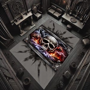Skull Rug,Skeleton Rug,Skull Area Rug,Gothic Home Decor,Scary Rug,Teens Room Rug,Gothic Rug,Mysteric Rug,Creepy Rug,Area Rug