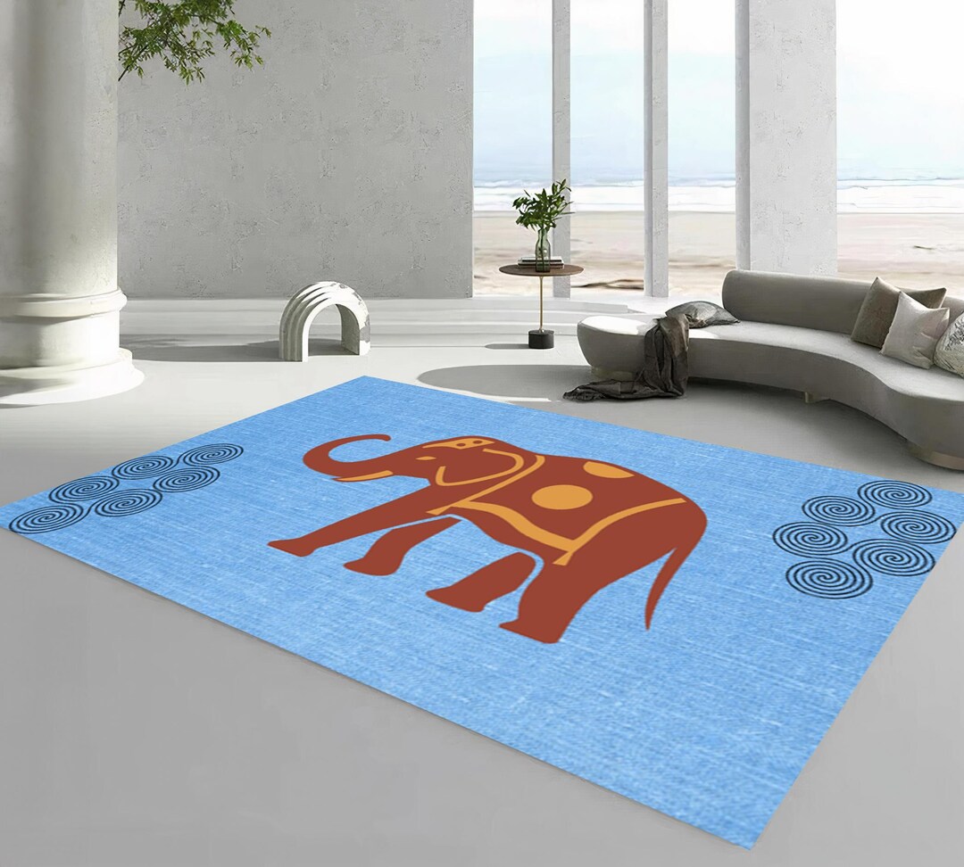Vintage Elephant Rug, Wildlife Decor, Retro Style - Etsy