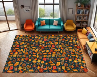 Orange Printed Area Rug: Personalized Home Decor