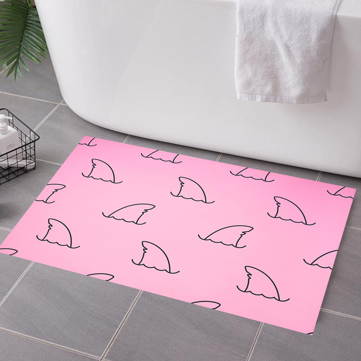 Pink Shark Mat, Non-Slip Nursery Bathroom Decor, image size:1500x1500