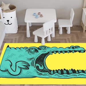 Crocodile Rug,Crocodile Decor,Animal Rug,Nursery Rug,Modern Home Decor,Kids Room Rug,Kids Rug,Cute Animal Rug,Crocodile Carpet,Non Slip Rug