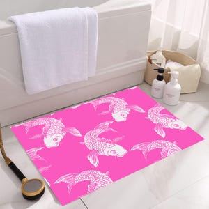 Fish Mat,Fish Decor,Bath Decor,Bathroom Mat,Cool Gift,Pink Mat,Durable Mat,Non Slip Mat,Doormat,Ocean Mat,Sea Creatures Rug