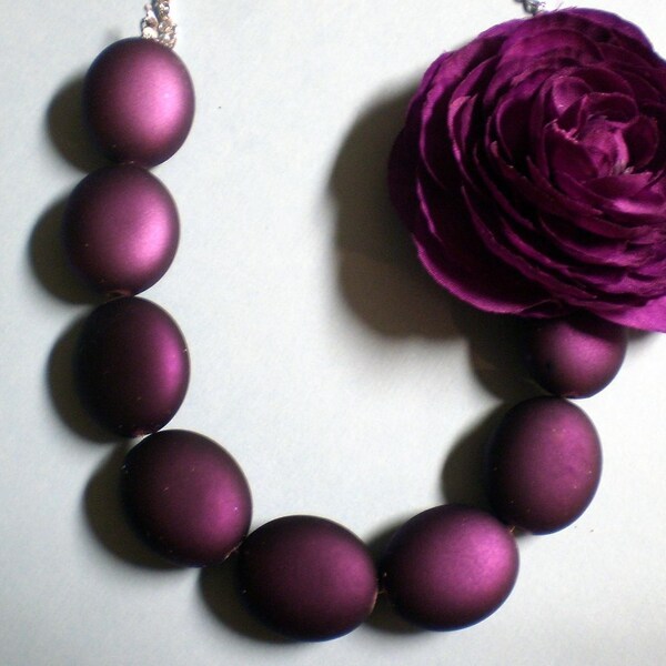 Plum Purple Necklace with Ranunculus Flower