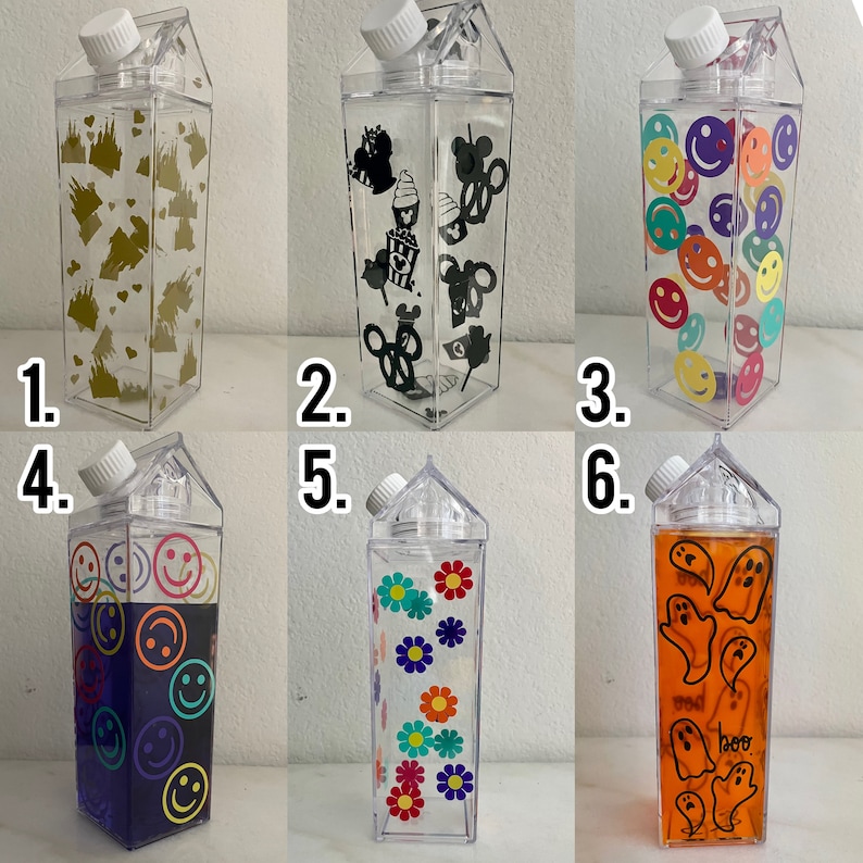 Custom Design Milk Carton Water Bottle / Clear Water Bottle / Reusable Water Bottle image 9