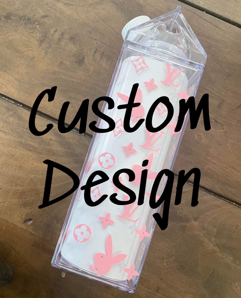 Custom Design Milk Carton Water Bottle / Clear Water Bottle / Reusable Water Bottle image 1