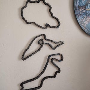 Formel-1-Stromkreise Fahrradkettensammlung Wandkunst, F1-Karten Wandbehänge, personalisierte F1-Stromkreise Kettenwandkunst