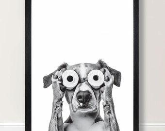 Funny Dog Toilet Paper Roll Art: Pet Lover Bathroom Decor (Digital Download)