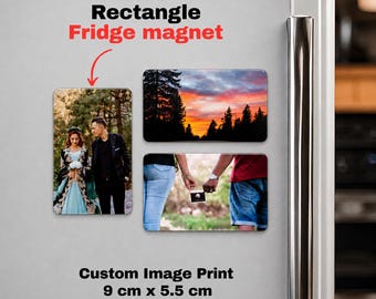 Personalised Fridge Magnet - Custom Picture Magnet with Logo or Text - Gloss Finish Rectangle Photo Tile - Unique Small Gift