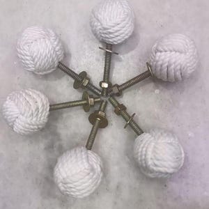 White Jute Rope Door Knobs - Handmade Vintage Style (Set of 10)