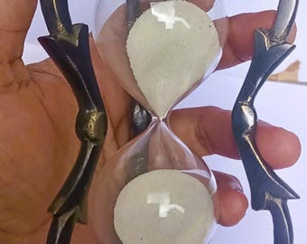 Temporizador de arena de latón antiguo: reloj de arena vintage